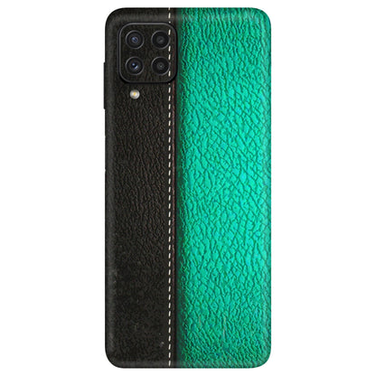 Samsung A/S Series Phone Skins (All Models) - Black Green Dual Leather Stich - 3D Embossed Finish (L-233) Samsung Galaxy A22