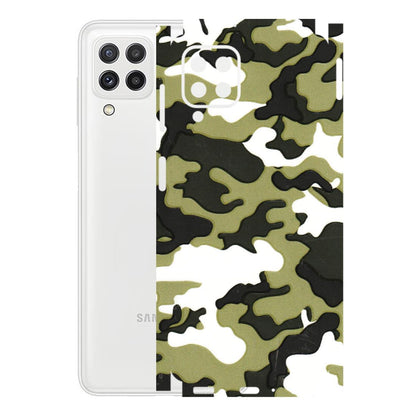 Samsung A/S Series Phone Skins (All Models) - Camouflages White And Green - 3D Embossed Finish (L-243) Samsung Galaxy A22