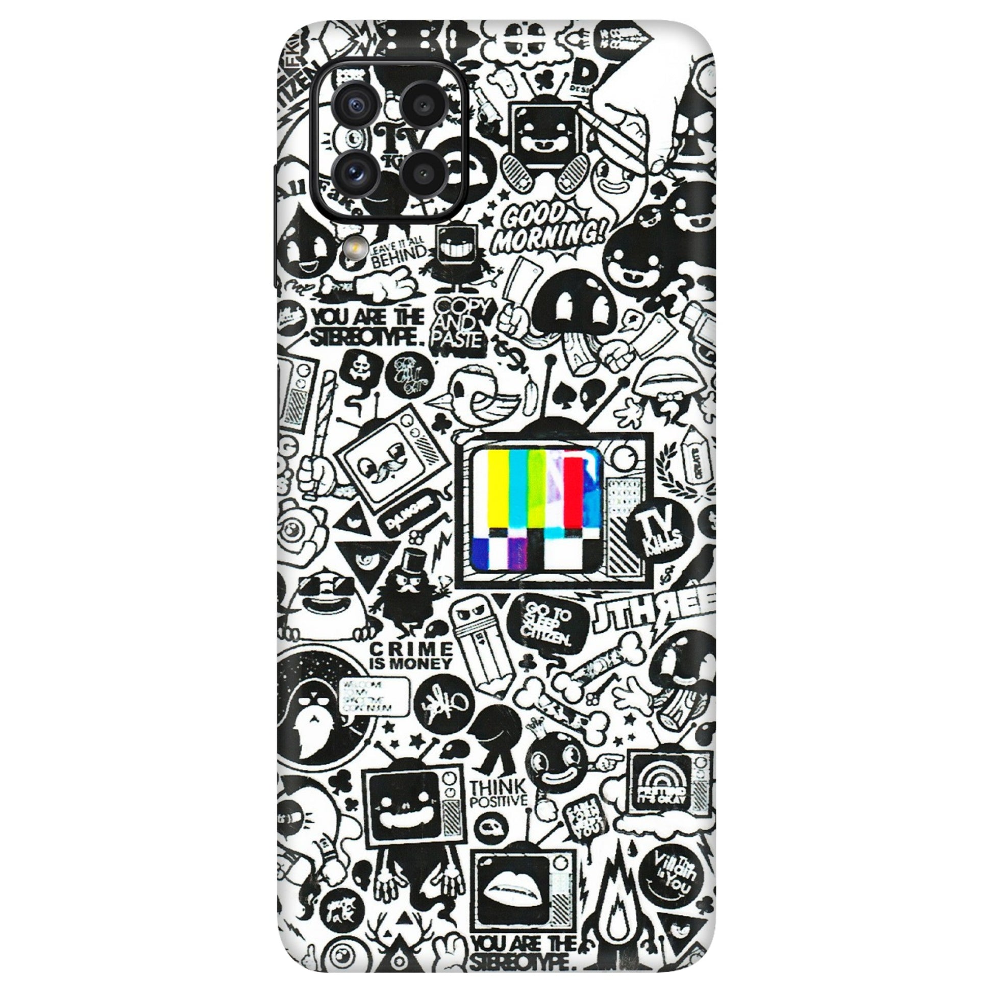 Samsung A/S Series Phone Skins (All Models) - Doodles Positive Art - 3D Embossed Finish (L-263) Samsung Galaxy A22