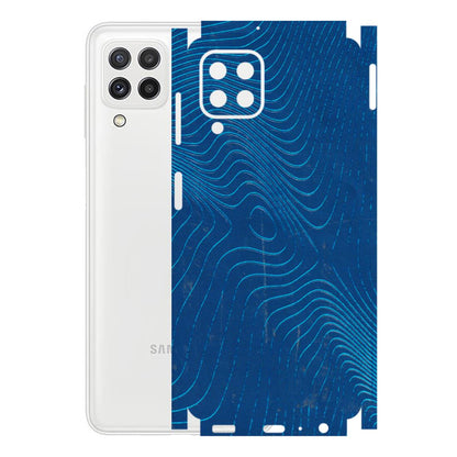 Samsung A/S Series Phone Skins (All Models) - Abstract Blue Line Map - 3D Embossed Finish (L-272) Samsung Galaxy A22