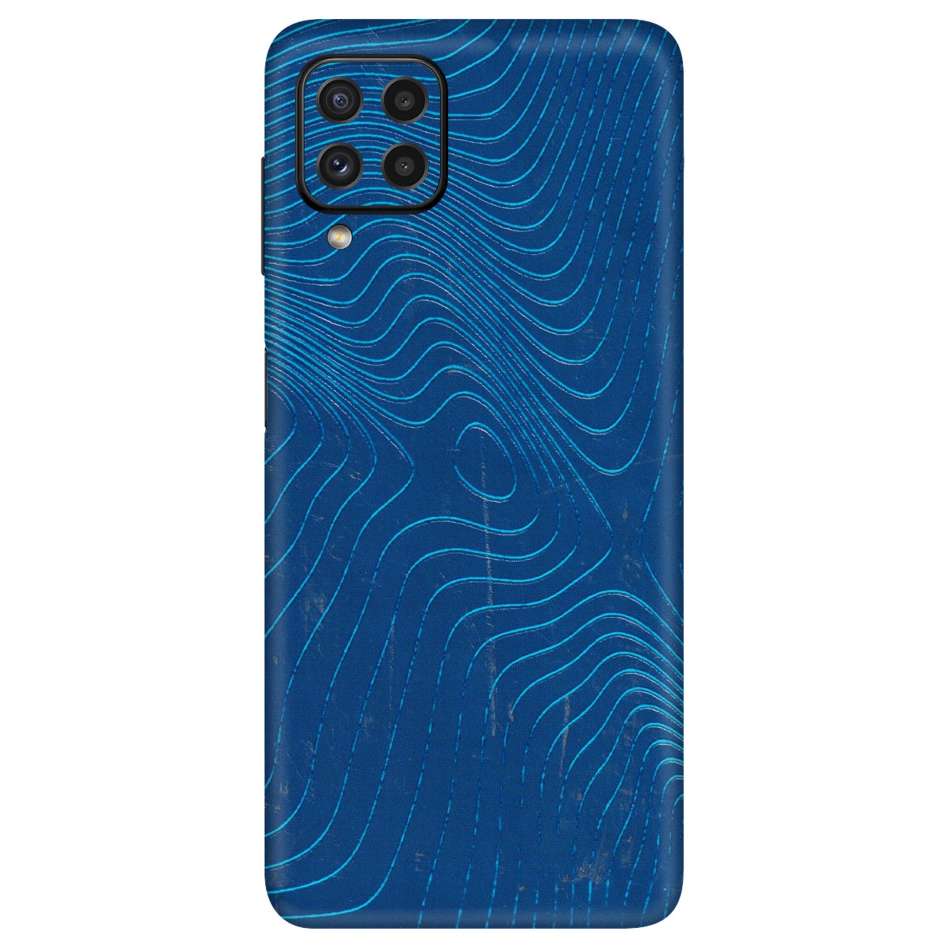Samsung A/S Series Phone Skins (All Models) - Abstract Blue Line Map - 3D Embossed Finish (L-272) Samsung Galaxy A22
