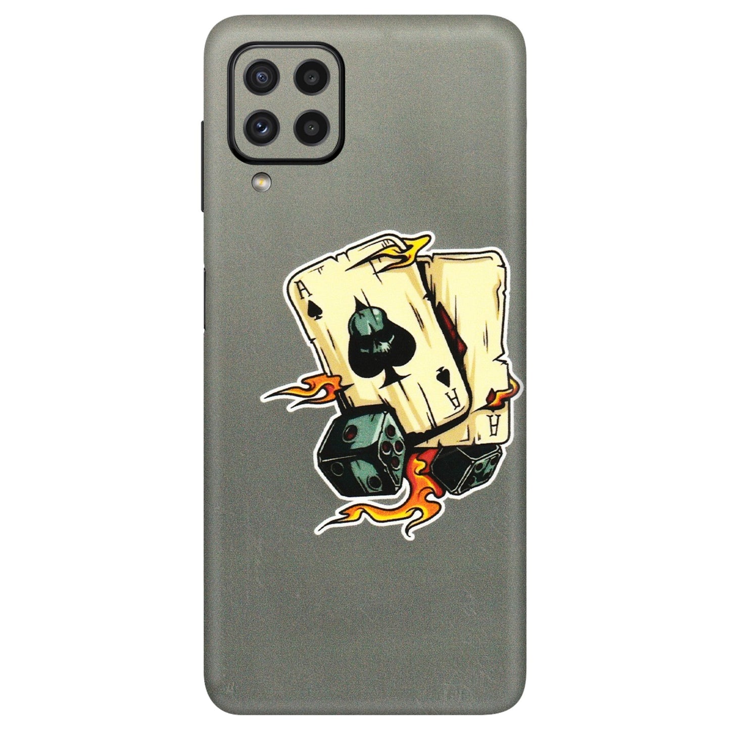 Samsung A/S Series Phone Skins (All Models) - Grey Cards Of Ace - 3D Embossed Finish (L-77) Samsung Galaxy A22
