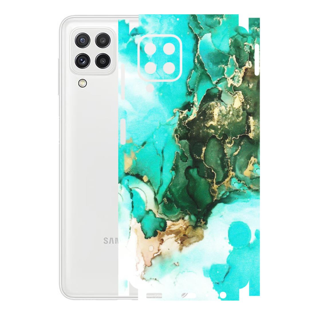 Samsung A/S Series Phone Skins (All Models) - The Blue Gold Marble - Matte Finish (M-124) Samsung Galaxy A22