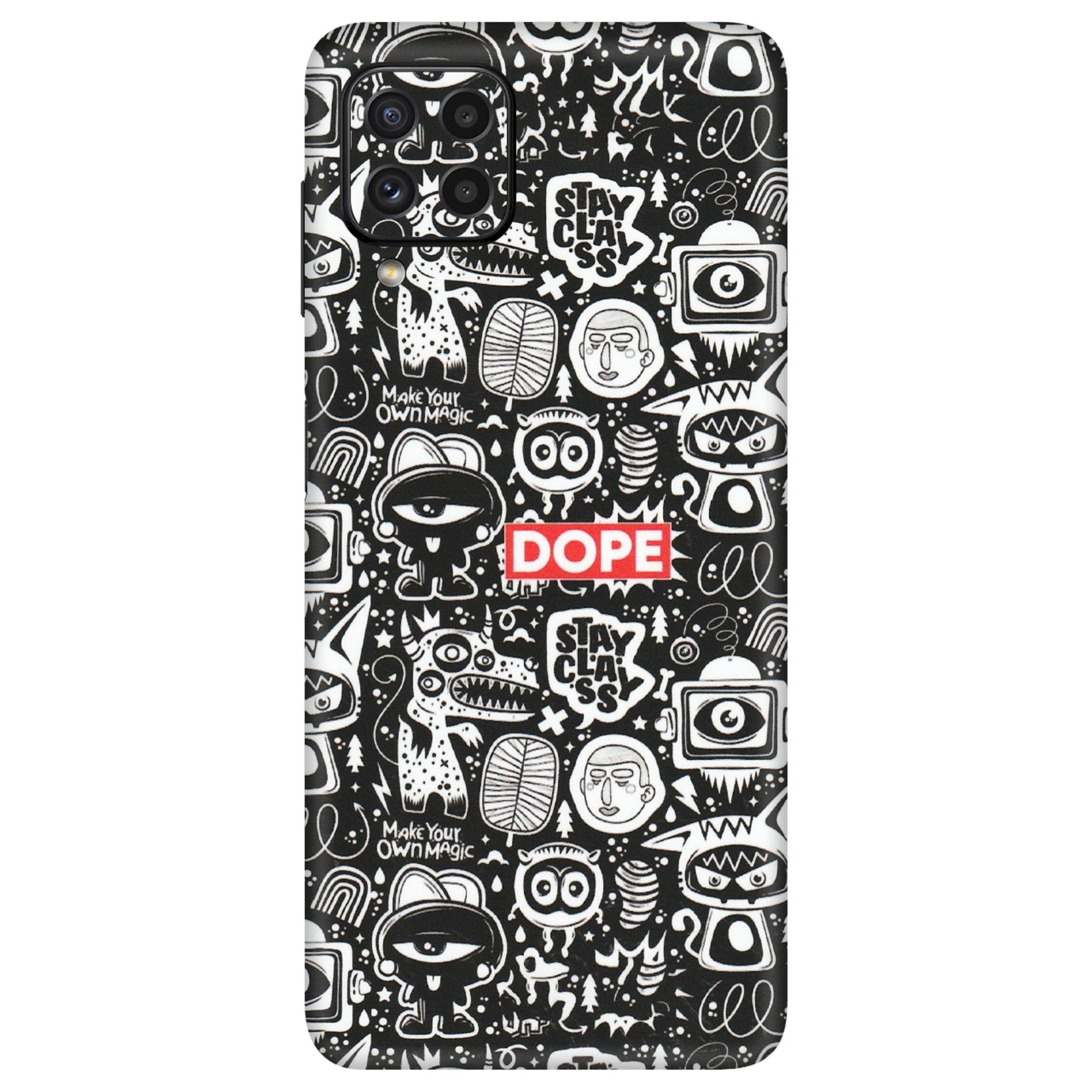 Samsung A/S Series Phone Skins (All Models) - Dope Stay Classy Black Doodles - Matte Finish (M-126) Samsung Galaxy A22