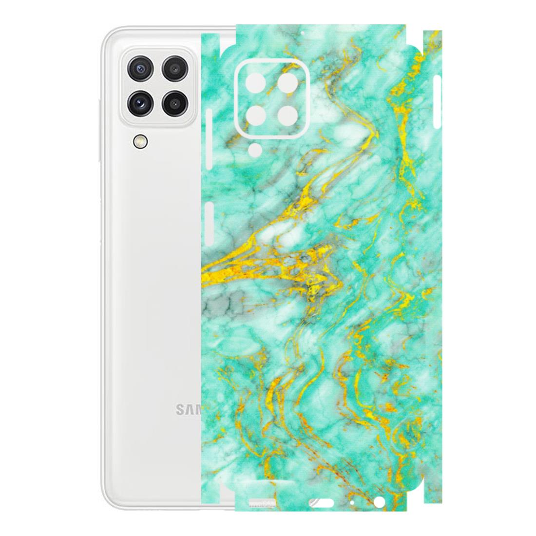 Samsung A/S Series Phone Skins (All Models) - Green And Gold Marble Feel - Matte Finish (M-16) Samsung Galaxy A22