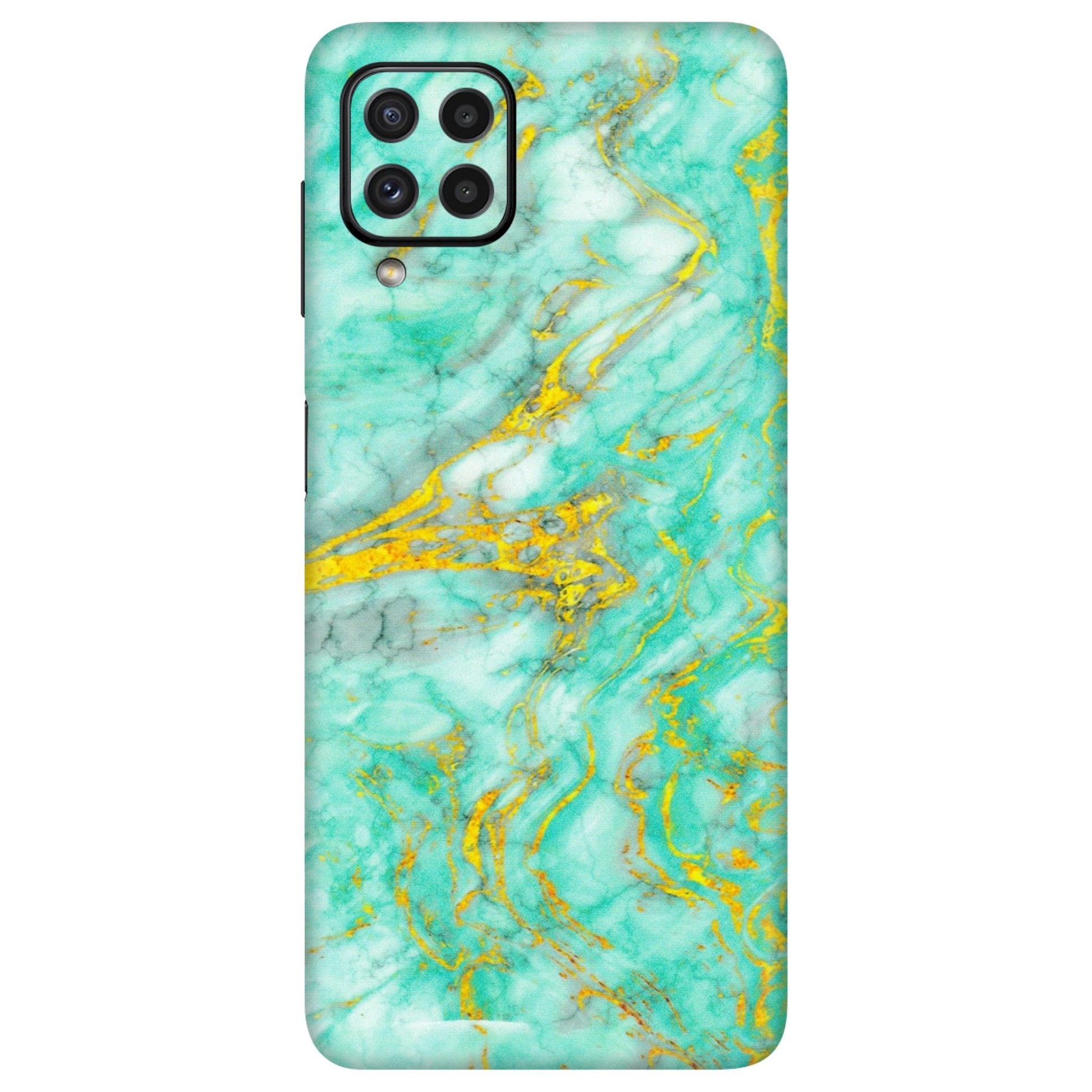 Samsung A/S Series Phone Skins (All Models) - Green And Gold Marble Feel - Matte Finish (M-16) Samsung Galaxy A22