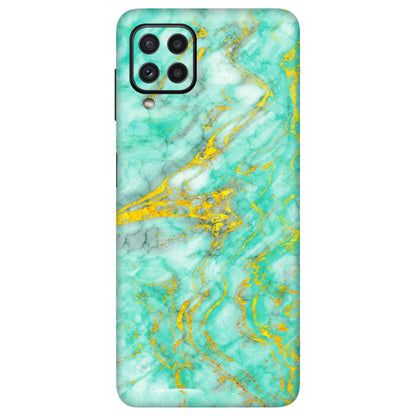 Samsung A/S Series Phone Skins (All Models) - Green And Gold Marble Feel - Matte Finish (M-16) Samsung Galaxy A22