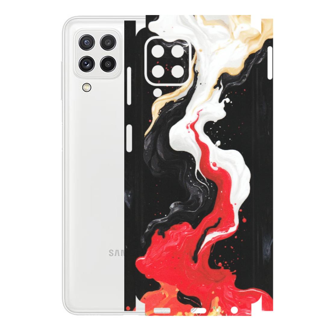 Samsung A/S Series Phone Skins (All Models) - Black Red White Paint Splash Fusion - Matte Finish (M-56) Samsung Galaxy A22