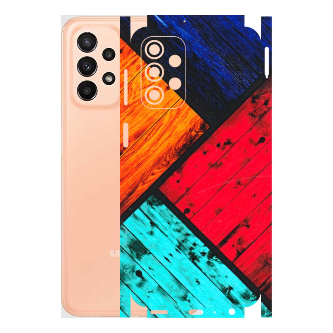 Samsung A/S Series Phone Skins (All Models) - Colourful Wood Panels Abstract - 3D Embossed Finish (L-09) Samsung Galaxy A23 (5G)