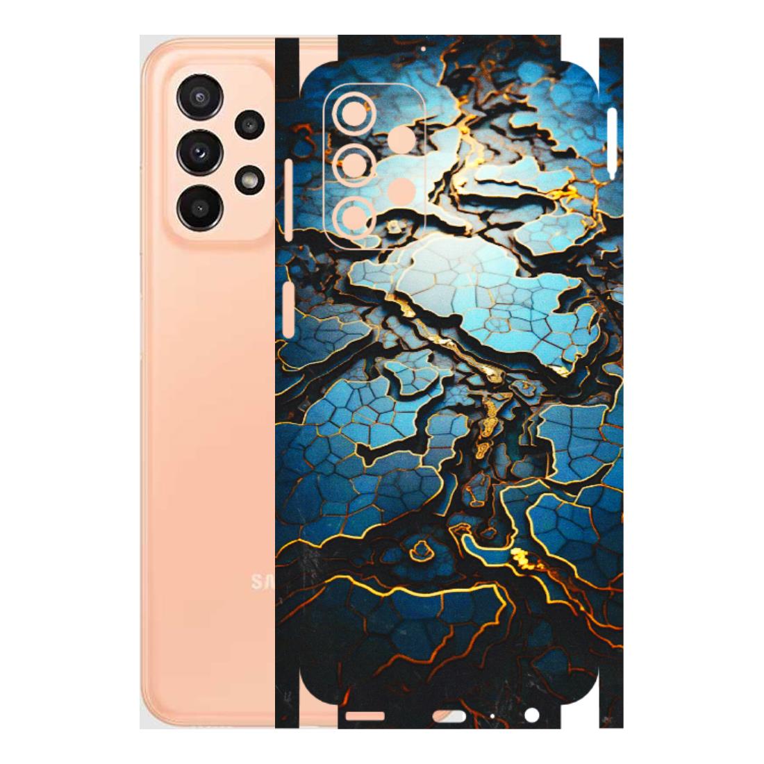 Samsung A/S Series Phone Skins (All Models) - Blue Gold Abstract - 3D Embossed Finish (L-11) Samsung Galaxy A23 (5G)