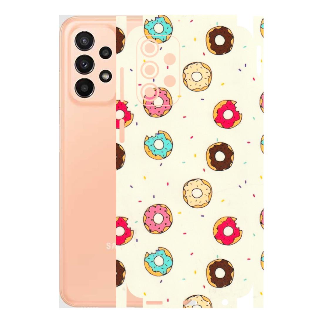 Samsung A/S Series Phone Skins (All Models) - Mini Donuts Doodle Art - 3D Embossed Finish (L-122) Samsung Galaxy A23 (5G)