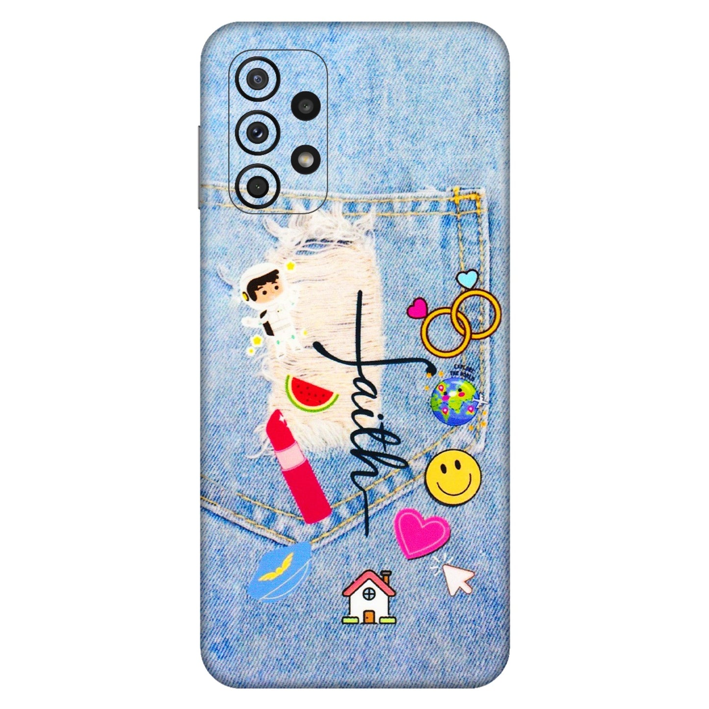 Samsung A/S Series Phone Skins (All Models) - Denim Jeans Pocket - 3D Embossed Finish (L-134) Samsung Galaxy A23 (5G)