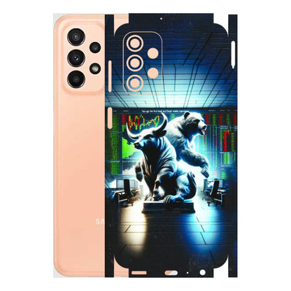 Samsung A/S Series Phone Skins (All Models) - Stock Market Sensex Bear vs Bulls - 3D Embossed Finish (L-15) Samsung Galaxy A23 (5G)