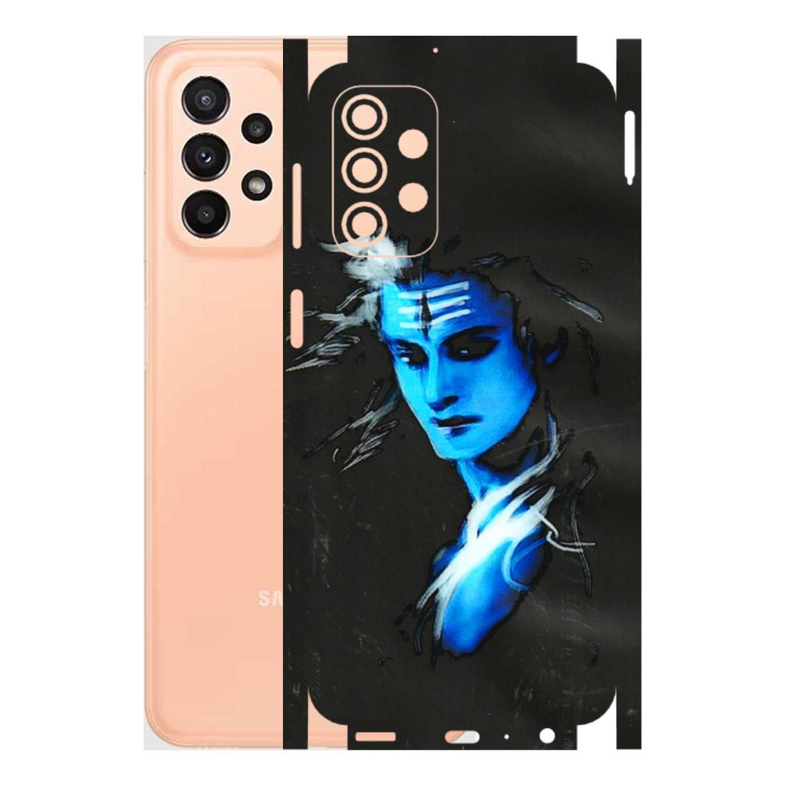 Samsung A/S Series Phone Skins (All Models) - Har Har Mahadev Blue/Black - 3D Embossed Finish (L-185) Samsung Galaxy A23 (5G)