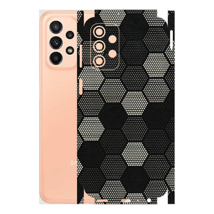 Samsung A/S Series Phone Skins (All Models) - Black & White Dotted Honeycomb Texture - 3D Embossed Finish (L-202) Samsung Galaxy A23 (5G)