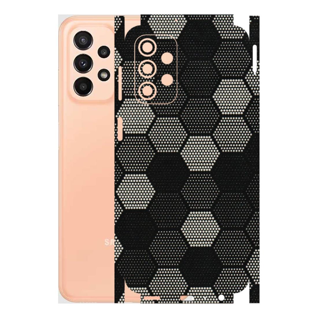 Samsung A/S Series Phone Skins (All Models) - Black & White Dotted Honeycomb Texture - 3D Embossed Finish (L-202) Samsung Galaxy A23 (5G)