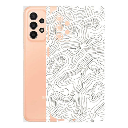 Samsung A/S Series Phone Skins (All Models) - White Black Swirls - 3D Embossed Finish (L-219) Samsung Galaxy A23 (5G)