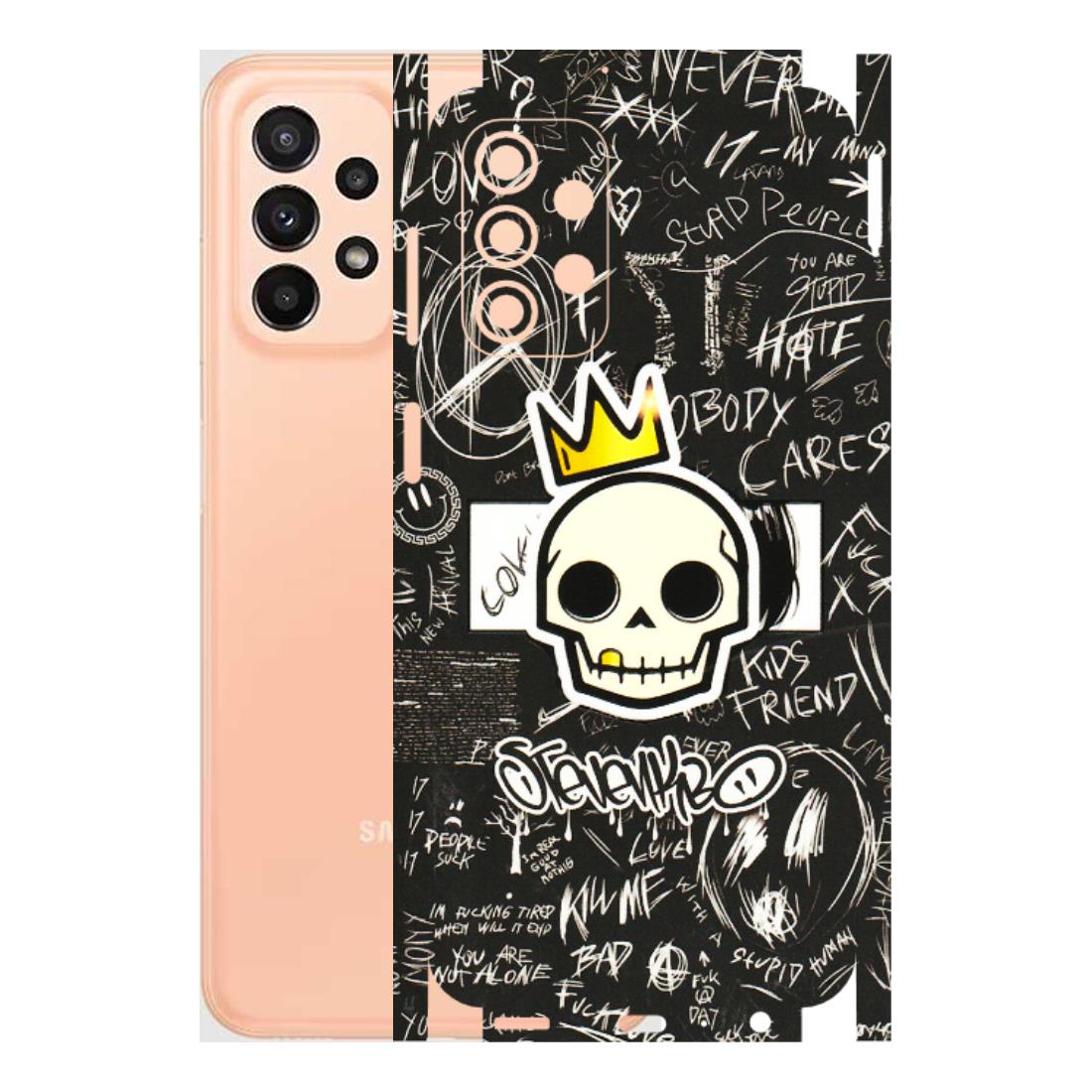 Samsung A/S Series Phone Skins (All Models) - Funny Skull Black Chalk Grafitti - 3D Embossed Finish (L-22) Samsung Galaxy A23 (5G)
