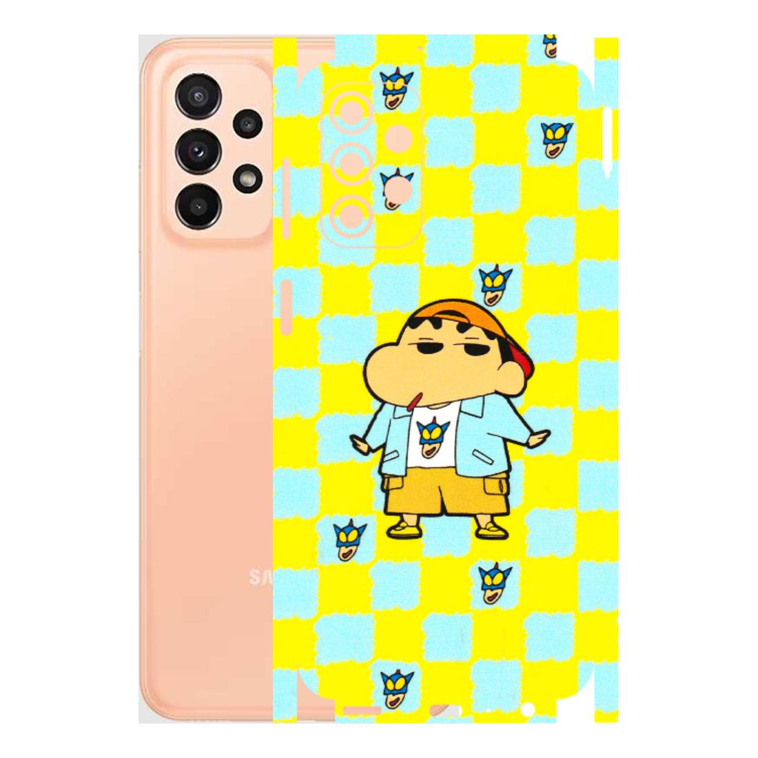 Samsung A/S Series Phone Skins (All Models) - Yellow Blue Shinchan Cute - 3D Embossed Finish (L-221) Samsung Galaxy A23 (5G)