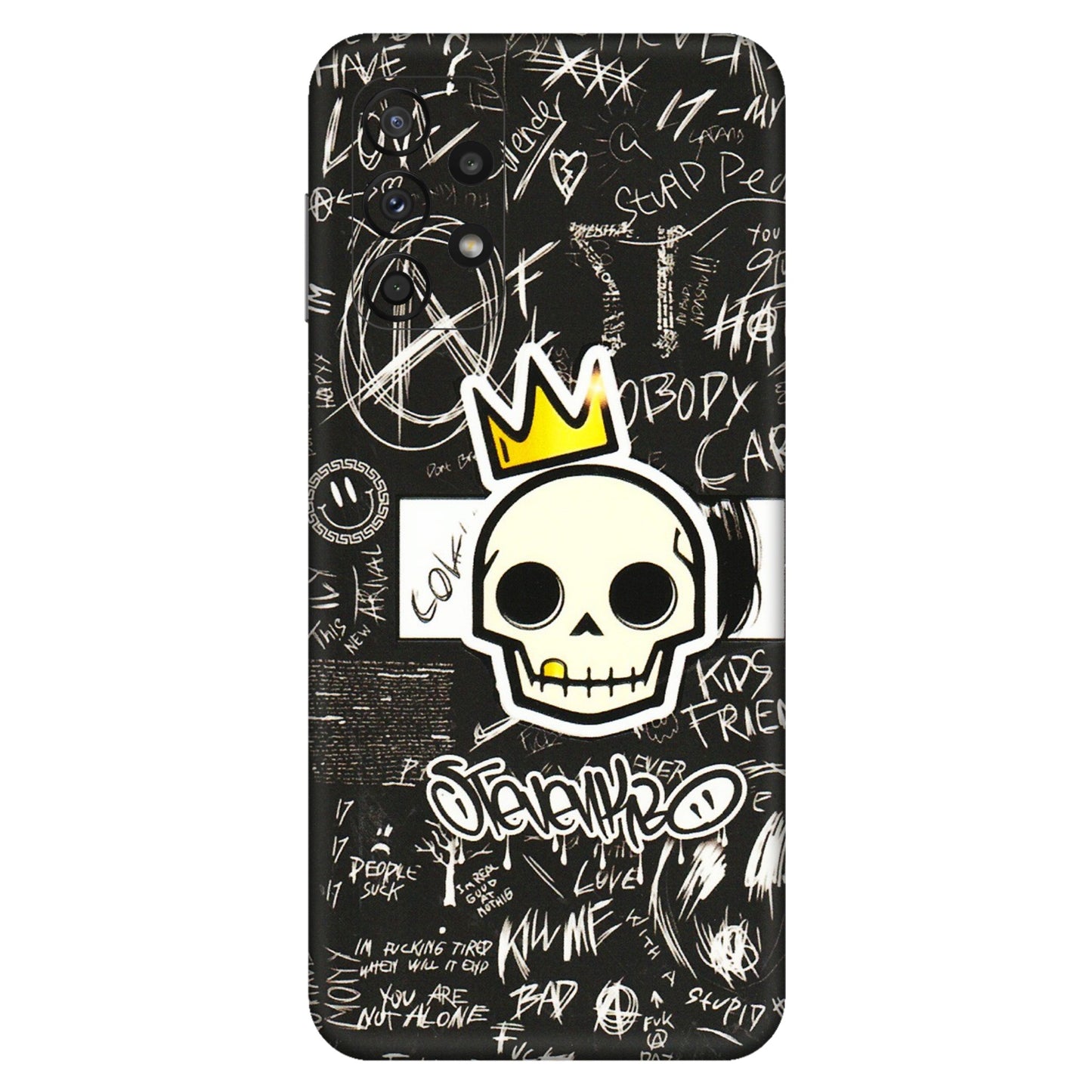 Samsung A/S Series Phone Skins (All Models) - Funny Skull Black Chalk Grafitti - 3D Embossed Finish (L-22) Samsung Galaxy A23 (5G)