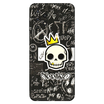 Samsung A/S Series Phone Skins (All Models) - Funny Skull Black Chalk Grafitti - 3D Embossed Finish (L-22) Samsung Galaxy A23 (5G)