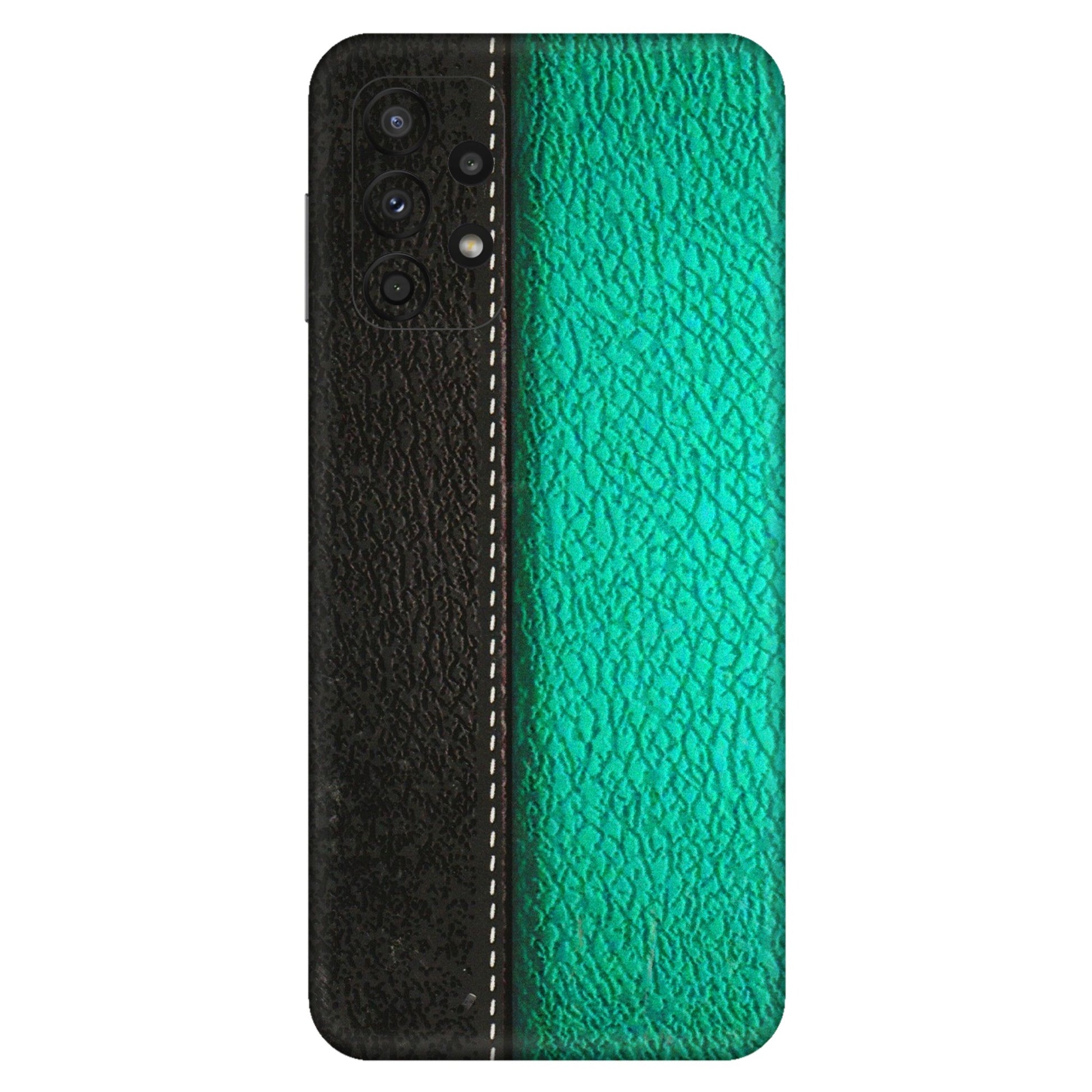 Samsung A/S Series Phone Skins (All Models) - Black Green Dual Leather Stich - 3D Embossed Finish (L-233) Samsung Galaxy A23 (5G)