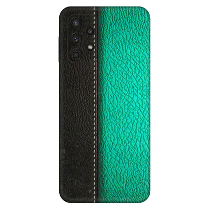 Samsung A/S Series Phone Skins (All Models) - Black Green Dual Leather Stich - 3D Embossed Finish (L-233) Samsung Galaxy A23 (5G)