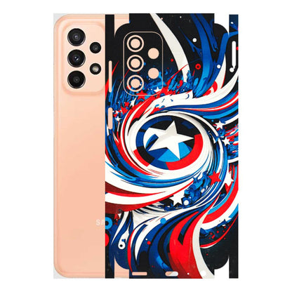 Samsung A/S Series Phone Skins (All Models) - Captain America Logo - 3D Embossed Finish (L-307) Samsung Galaxy A23 (5G)