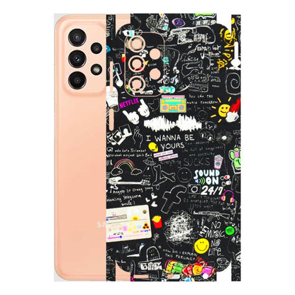 Samsung A/S Series Phone Skins (All Models) - Black Creatives Doodles - 3D Embossed Finish (L-311) Samsung Galaxy A23 (5G)