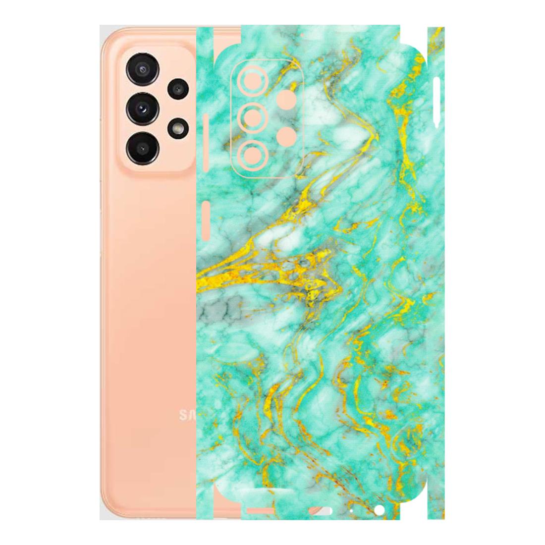 Samsung A/S Series Phone Skins (All Models) - Green And Gold Marble Feel - Matte Finish (M-16) Samsung Galaxy A23 (5G)