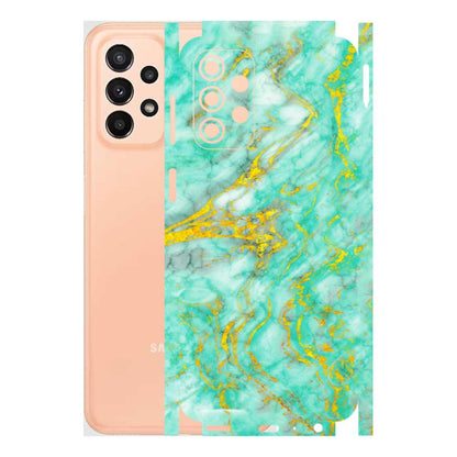 Samsung A/S Series Phone Skins (All Models) - Green And Gold Marble Feel - Matte Finish (M-16) Samsung Galaxy A23 (5G)