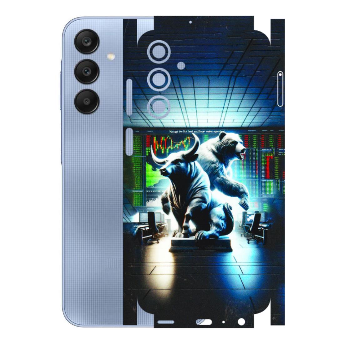Samsung A/S Series Phone Skins (All Models) - Stock Market Sensex Bear vs Bulls - 3D Embossed Finish (L-15) Samsung Galaxy A25 (5G)