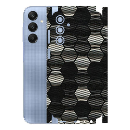 Samsung A/S Series Phone Skins (All Models) - Black & White Dotted Honeycomb Texture - 3D Embossed Finish (L-202) Samsung Galaxy A25 (5G)