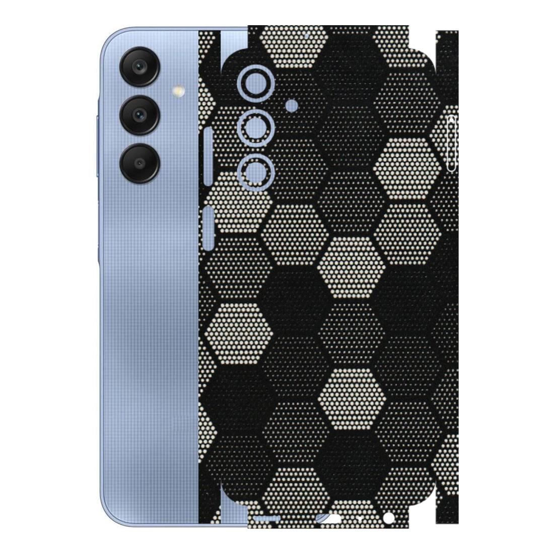 Samsung A/S Series Phone Skins (All Models) - Black & White Dotted Honeycomb Texture - 3D Embossed Finish (L-202) Samsung Galaxy A25 (5G)
