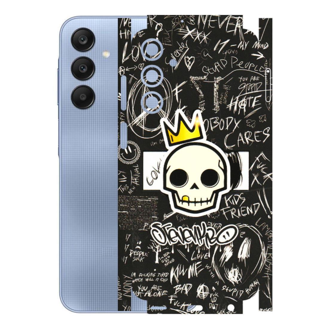 Samsung A/S Series Phone Skins (All Models) - Funny Skull Black Chalk Grafitti - 3D Embossed Finish (L-22) Samsung Galaxy A25 (5G)