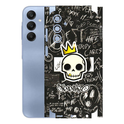 Samsung A/S Series Phone Skins (All Models) - Funny Skull Black Chalk Grafitti - 3D Embossed Finish (L-22) Samsung Galaxy A25 (5G)