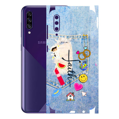 Samsung A/S Series Phone Skins (All Models) - Denim Jeans Pocket - 3D Embossed Finish (L-134) Samsung Galaxy A30s
