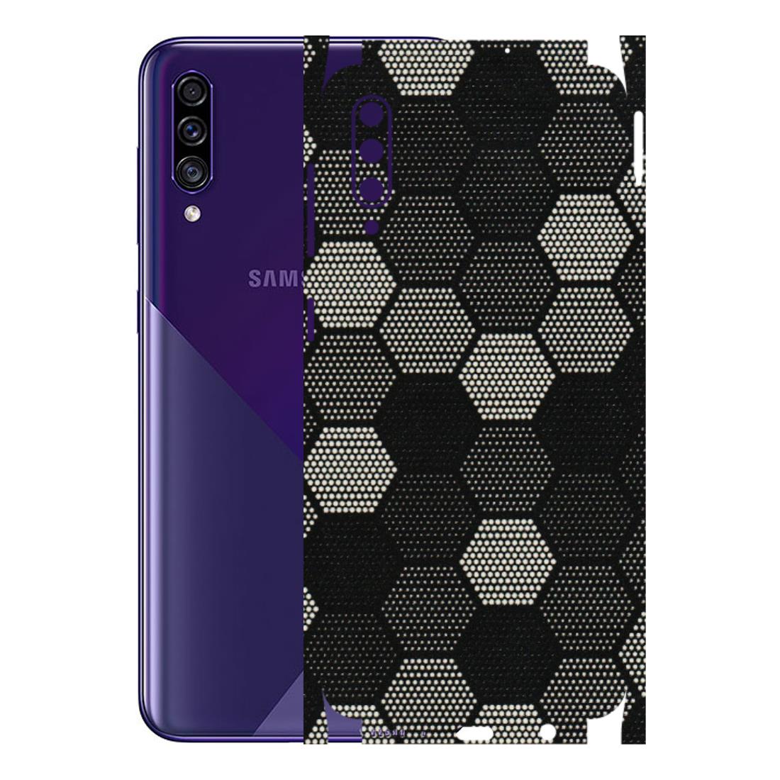 Samsung A/S Series Phone Skins (All Models) - Black & White Dotted Honeycomb Texture - 3D Embossed Finish (L-202) Samsung Galaxy A30s