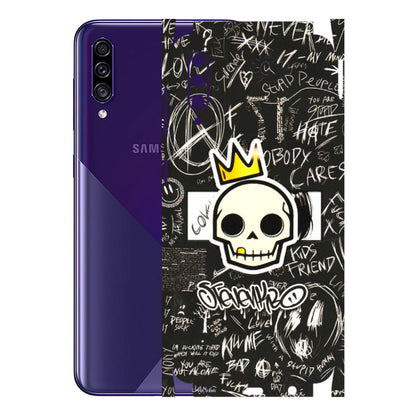 Samsung A/S Series Phone Skins (All Models) - Funny Skull Black Chalk Grafitti - 3D Embossed Finish (L-22) Samsung Galaxy A30s