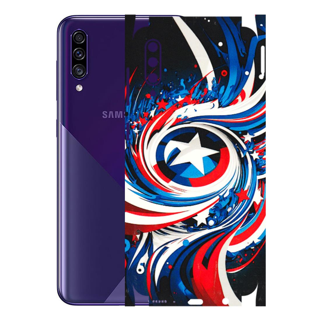 Samsung A/S Series Phone Skins (All Models) - Captain America Logo - 3D Embossed Finish (L-307) Samsung Galaxy A30s