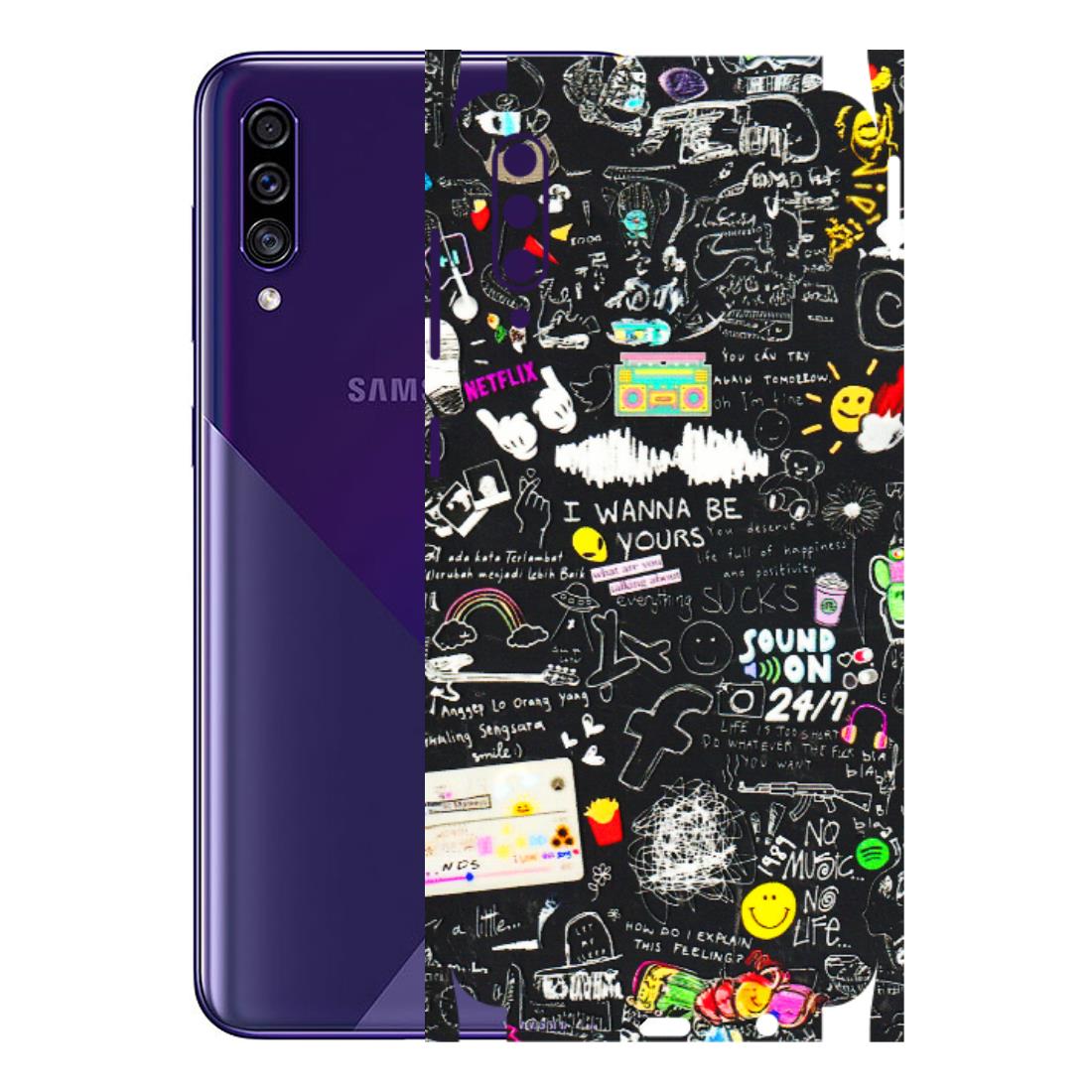 Samsung A/S Series Phone Skins (All Models) - Black Creatives Doodles - 3D Embossed Finish (L-311) Samsung Galaxy A30s