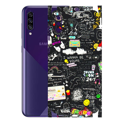 Samsung A/S Series Phone Skins (All Models) - Black Creatives Doodles - 3D Embossed Finish (L-311) Samsung Galaxy A30s