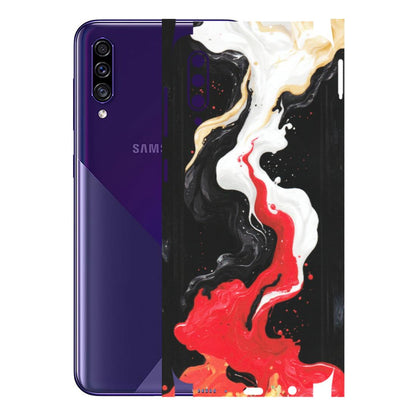 Samsung A/S Series Phone Skins (All Models) - Black Red White Paint Splash Fusion - Matte Finish (M-56) Samsung Galaxy A30s