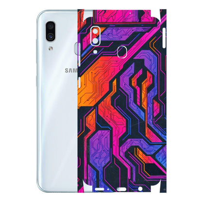 Samsung A/S Series Phone Skins (All Models) - Tech Circuits Futuristic - 3D Embossed Finish (L-07) Samsung Galaxy A30