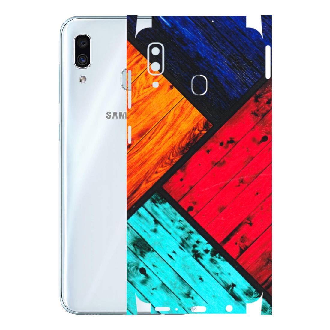 Samsung A/S Series Phone Skins (All Models) - Colourful Wood Panels Abstract - 3D Embossed Finish (L-09) Samsung Galaxy A30