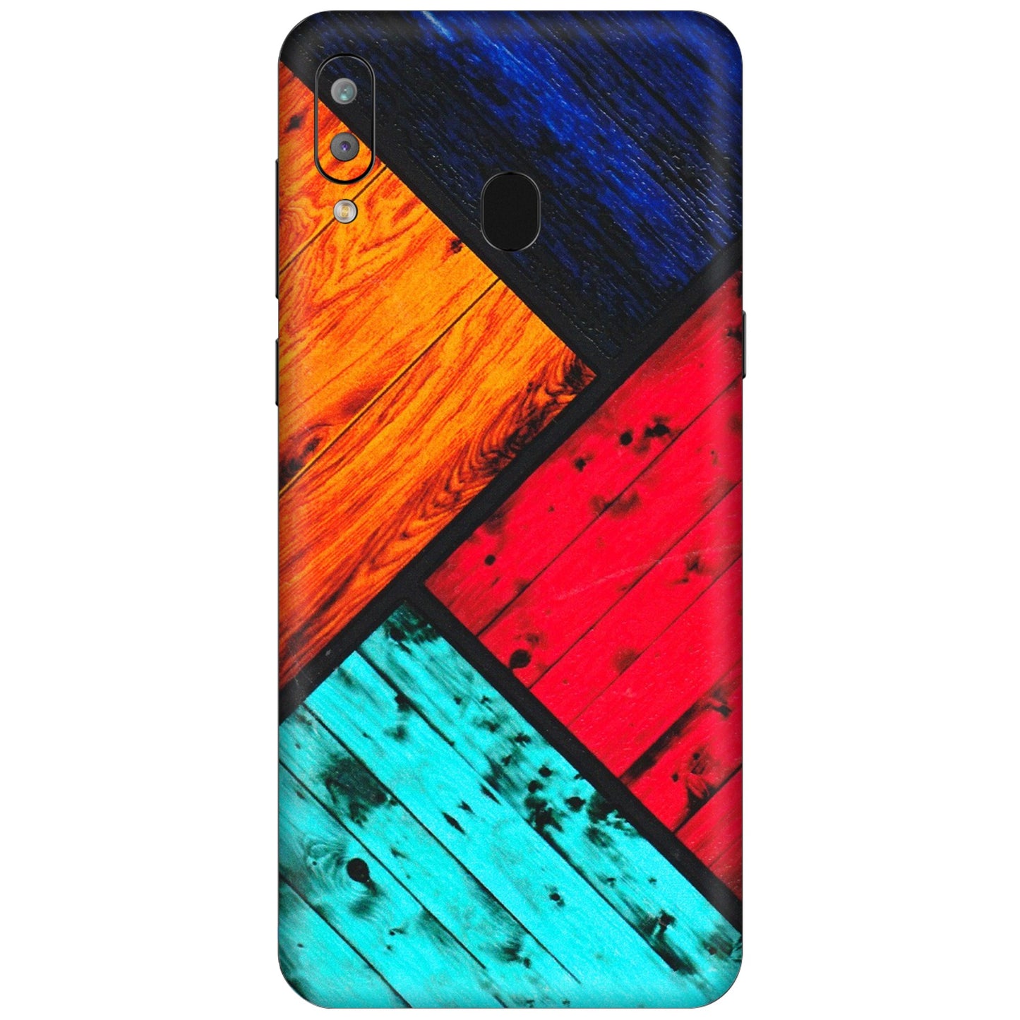 Samsung A/S Series Phone Skins (All Models) - Colourful Wood Panels Abstract - 3D Embossed Finish (L-09) Samsung Galaxy A30