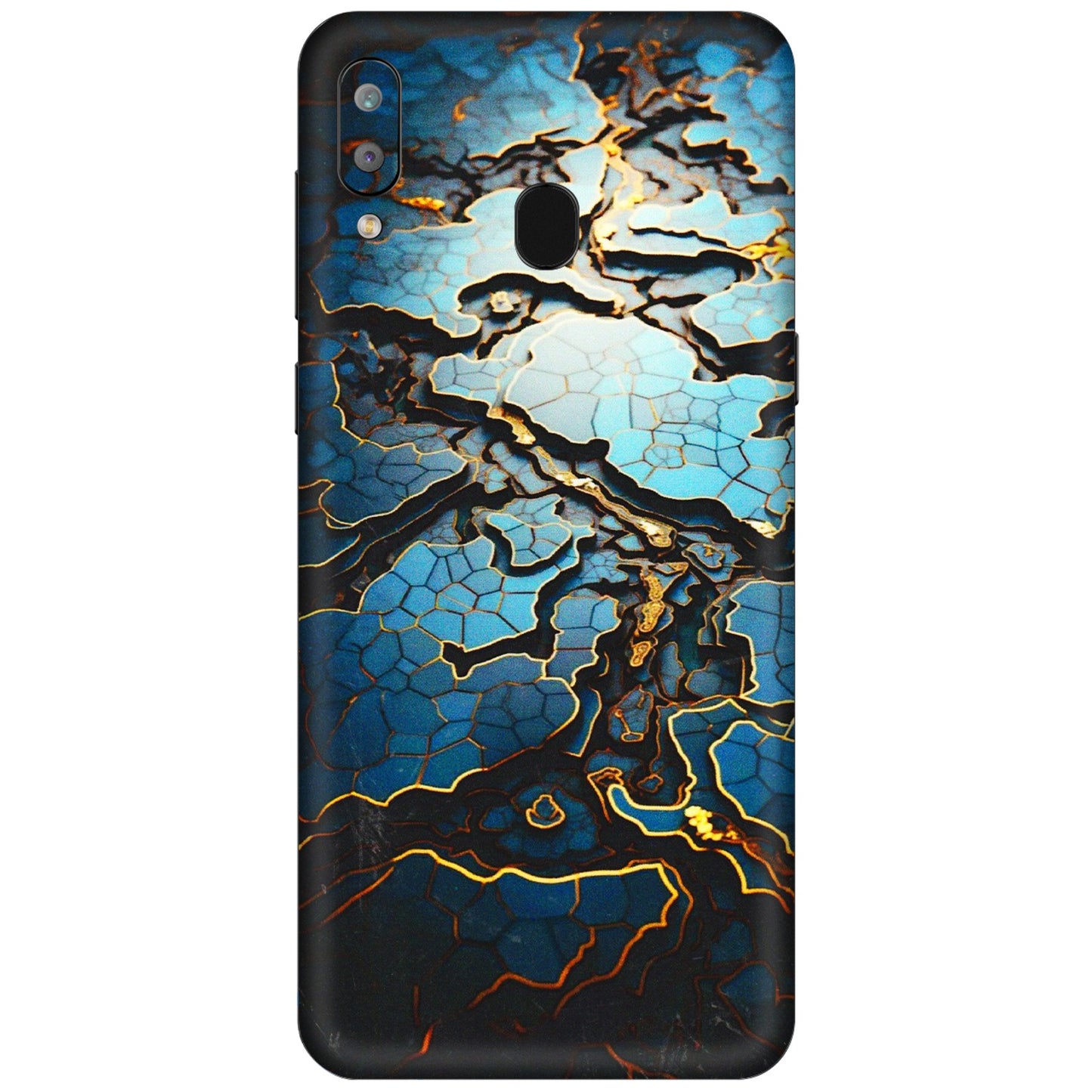 Samsung A/S Series Phone Skins (All Models) - Blue Gold Abstract - 3D Embossed Finish (L-11) Samsung Galaxy A30