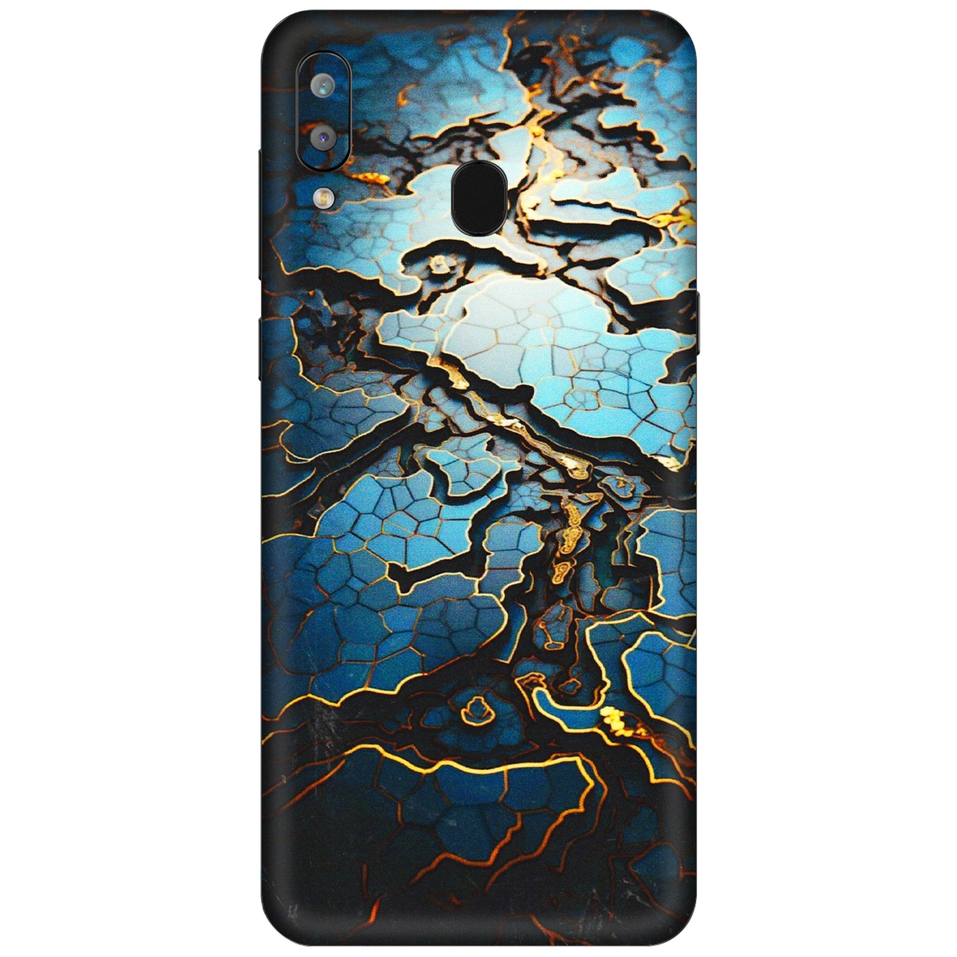 Samsung A/S Series Phone Skins (All Models) - Blue Gold Abstract - 3D Embossed Finish (L-11) Samsung Galaxy A30