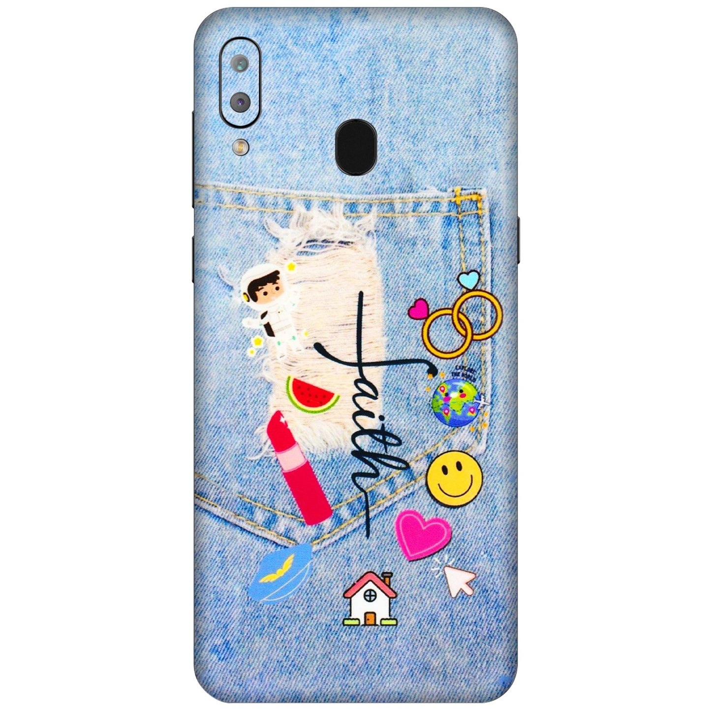 Samsung A/S Series Phone Skins (All Models) - Denim Jeans Pocket - 3D Embossed Finish (L-134) Samsung Galaxy A30