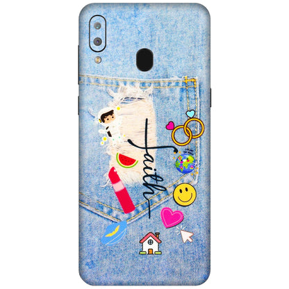 Samsung A/S Series Phone Skins (All Models) - Denim Jeans Pocket - 3D Embossed Finish (L-134) Samsung Galaxy A30
